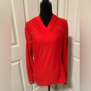 Athleta Red Hooded Workout Shirt